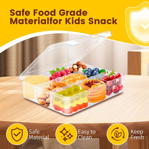 AQSXO 1 Pcs Snack Box Container, 9 Compartments Snack Containers Reusable Meal Prep Lunch Containers.