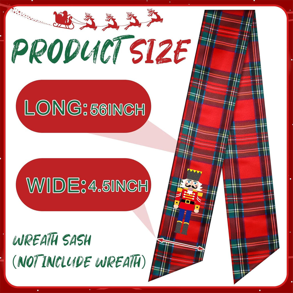 Monogrammed Wreath Sash by [Brand Name] - Elegant Satin Ribbon for Indoor/Outdoor Decor | Red & Black