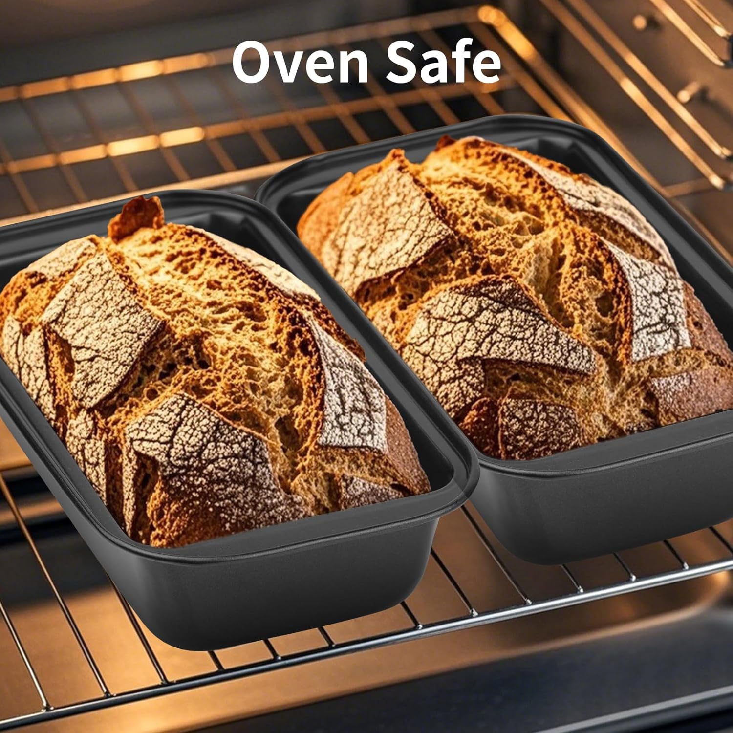Novery Nonstick Bread Pan Set - 8” x 4” Carbon Steel Loaf Pans for Baking Bread, Meatloaf & Cakes