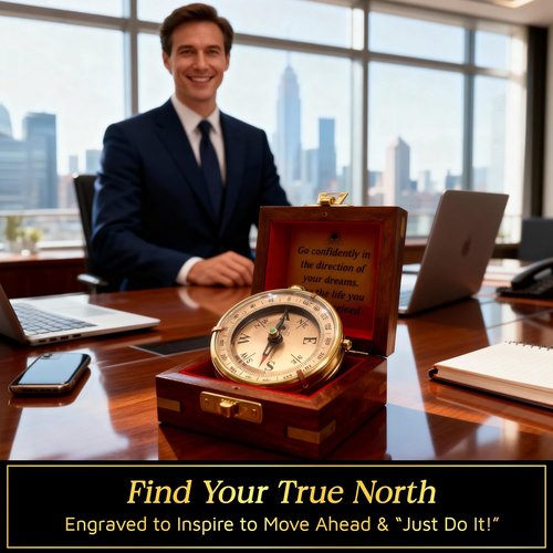 Dream Chaser Compass - Go Confidently | Unique Graduation Gift for Him - Motivational Card Included