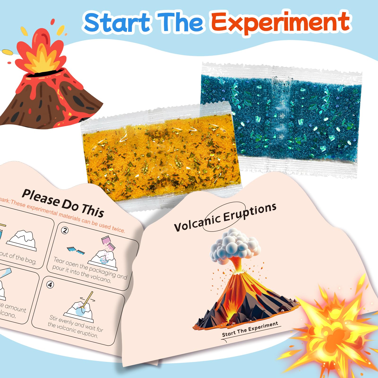 rifamee 24Pcs Volcano Eruption Science Kit Party Favor Experiments Gifts for 4-6 8-12 Age Boys and Girls Valentine's Day Christmas (Volcano 2, One Size)