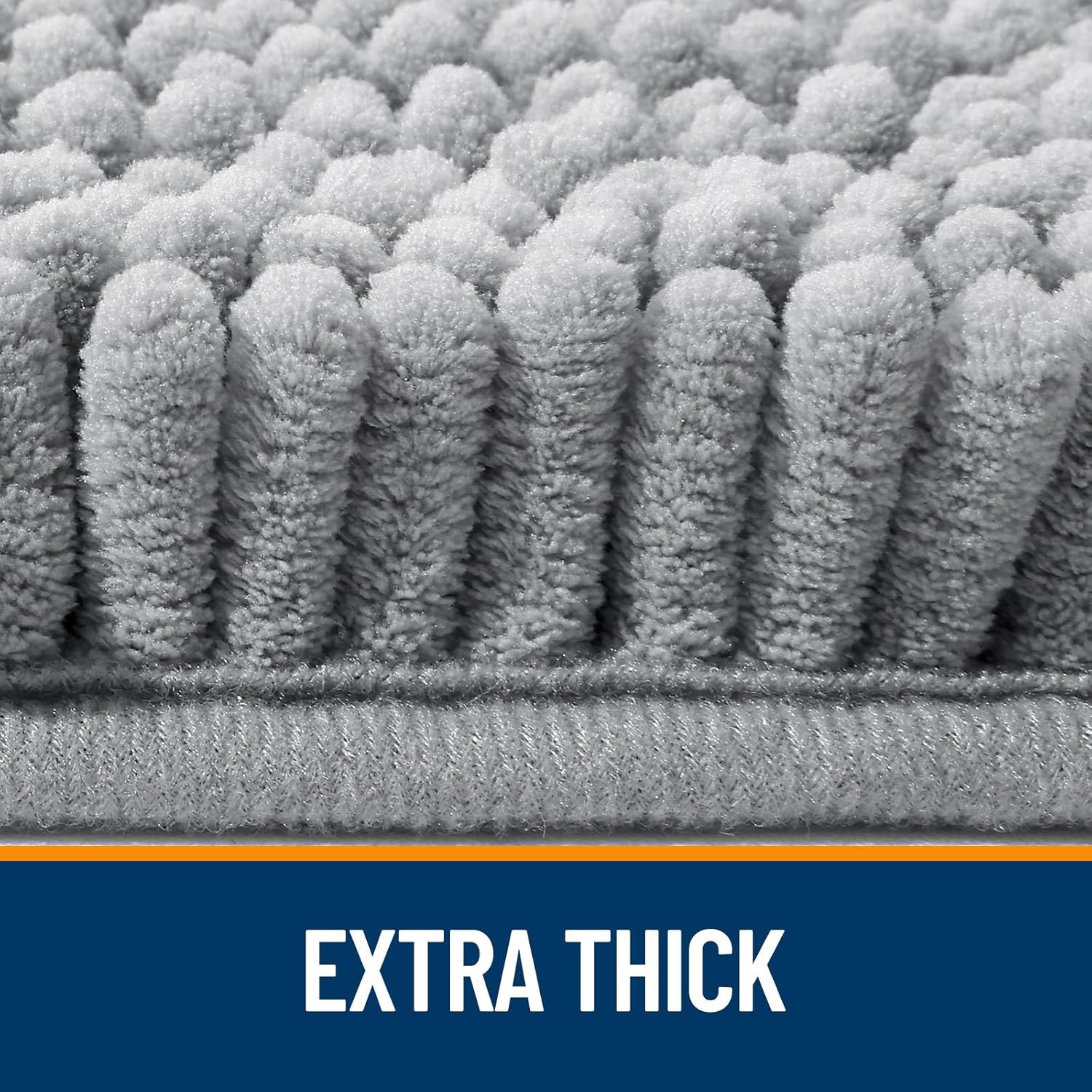 OLANLY Bathroom Runner Rugs - Extra Soft Chenille Bath Mats | 47x17, Quick Dry, Machine Washable, Grey