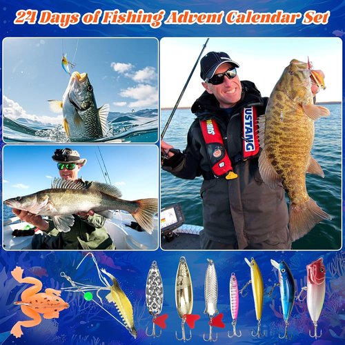 Fanfantoey Fishing Advent Calendar 2025 - Perfect Gift for Anglers & Teens | Blue Lures Kit