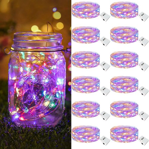 Btfarm 12 Pack Fairy Lights - Battery Operated 20 LED Twinkle String Lights | Waterproof Mini Silver Wire for Mason Jars & Wedding Decor