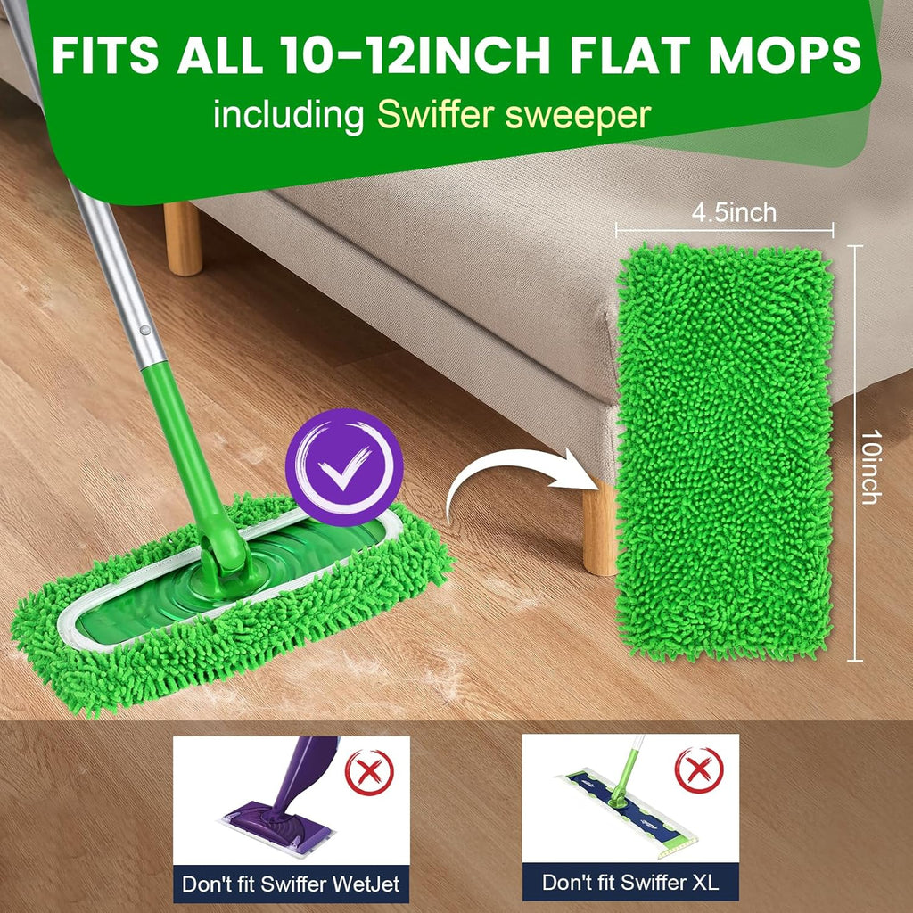 Skiennix Reusable Microfiber Mop Pads - 6 Pack Replacement Wet & Dry Cloths for Hardwood Floor Cleaning
