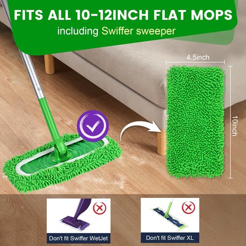 6Pcs Reusable Microfiber Mop Pads Compatible with Sweeper Mop, Replacement Wet Mopping pad Refills & Washable Dry Sweeping Cloths for Surface/Hardwood Floor Cleaning
