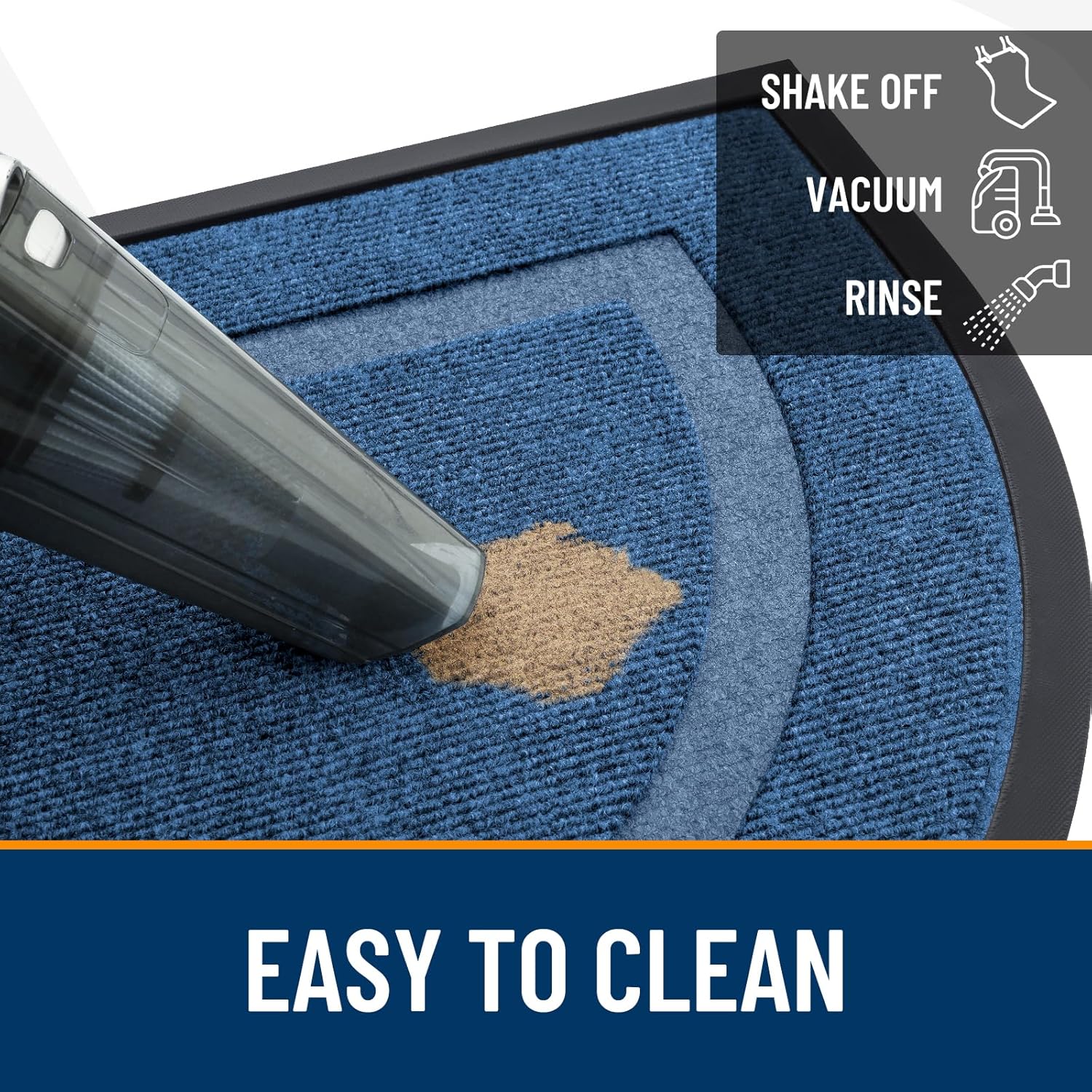 OLANLY Half Circle Door Mat - Waterproof All-Season Doormat for Indoor/Outdoor Use | 33x21 Light Blue
