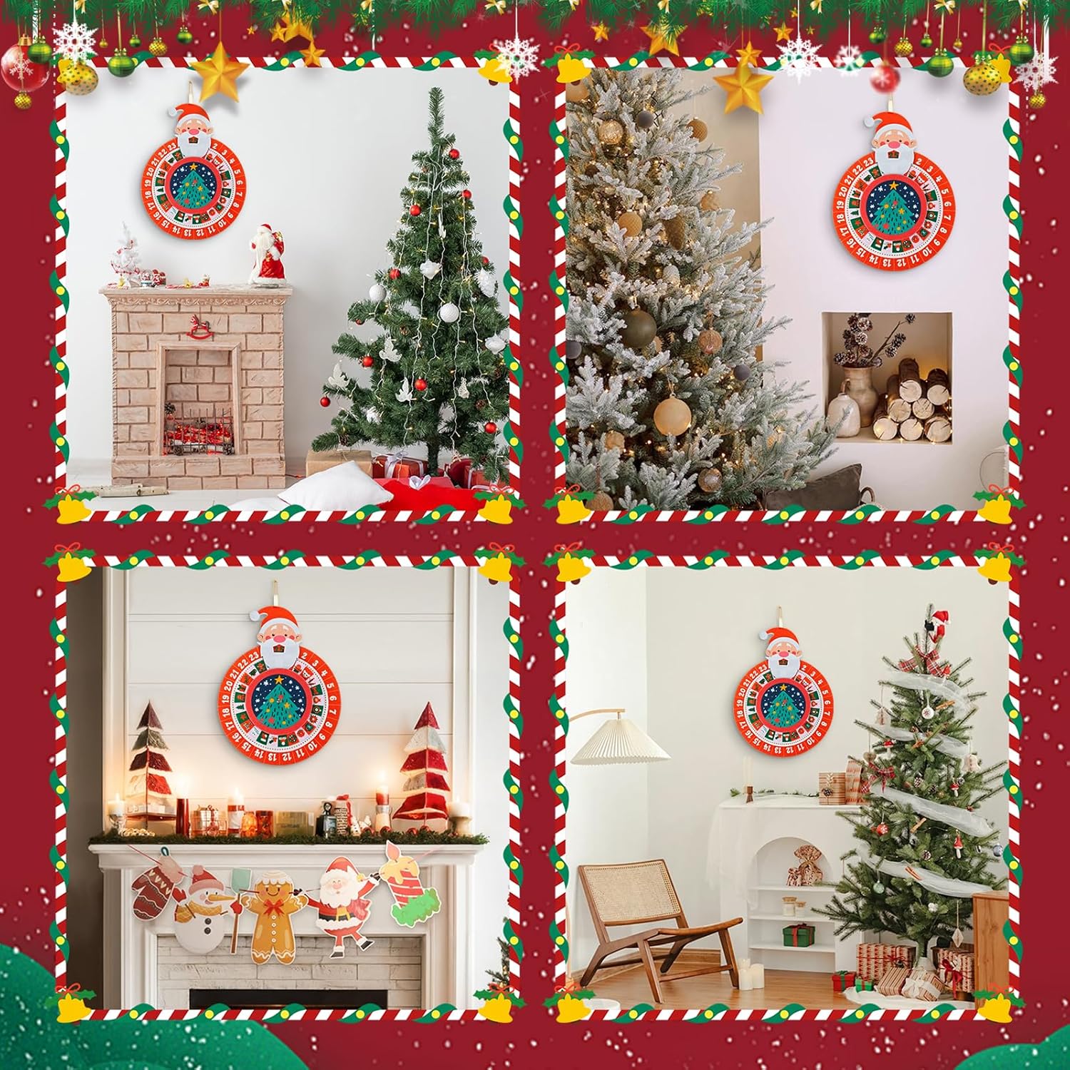 Skiennix Christmas Countdown Advent Calendar - Reusable Felt Wheel Santa Claus Design | Holiday Decor Gift