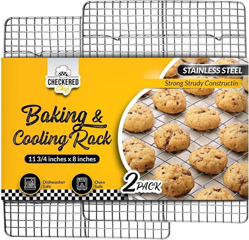 Checkered Chef Cooling Rack - Set of 2 Stainless Steel Oven Safe Cookie Cooling Racks, 8” x 11 ¾”