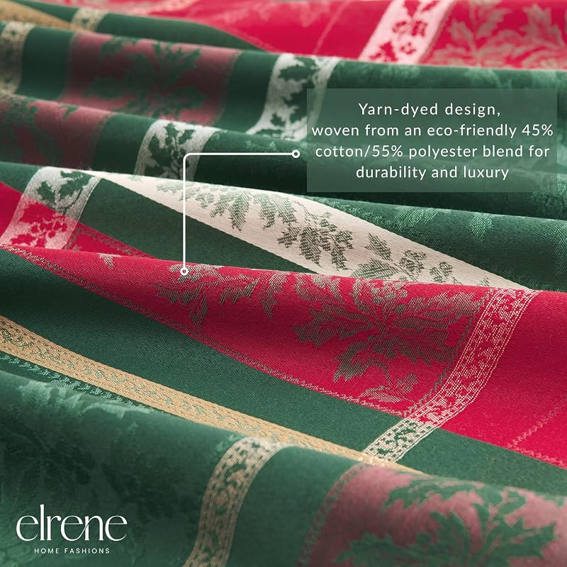 Merry and Festive Jacquard Tablecloth - 70in Round, Multicolor (Variation: Merry & Festive+70" Round)