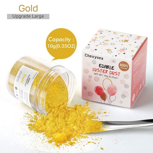 Cherrysea Gold Edible Luster Dust - Tasteless Food-Grade Baking Powder | 10 Grams for Cakes & Cupcakes