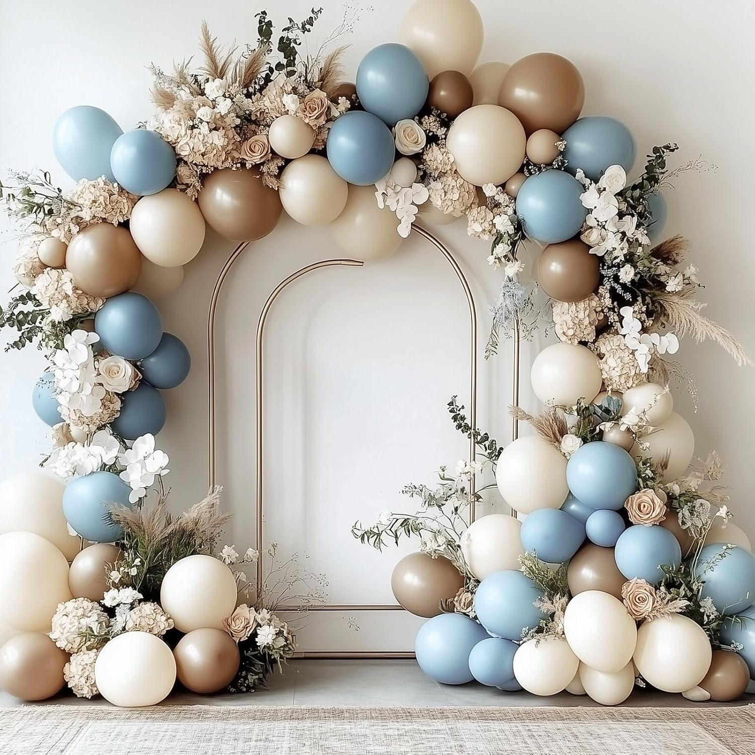 RUBFAC Dusty Blue Balloon Garland - 129 Pcs Latex Balloons in Various Sizes for Party Decor