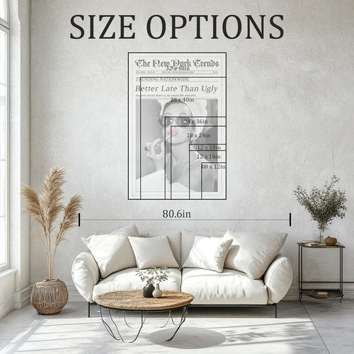 CXVU Audrey Hepburn Wall Art - Funky Black and White Canvas Print for Girly Room | 12''x18''