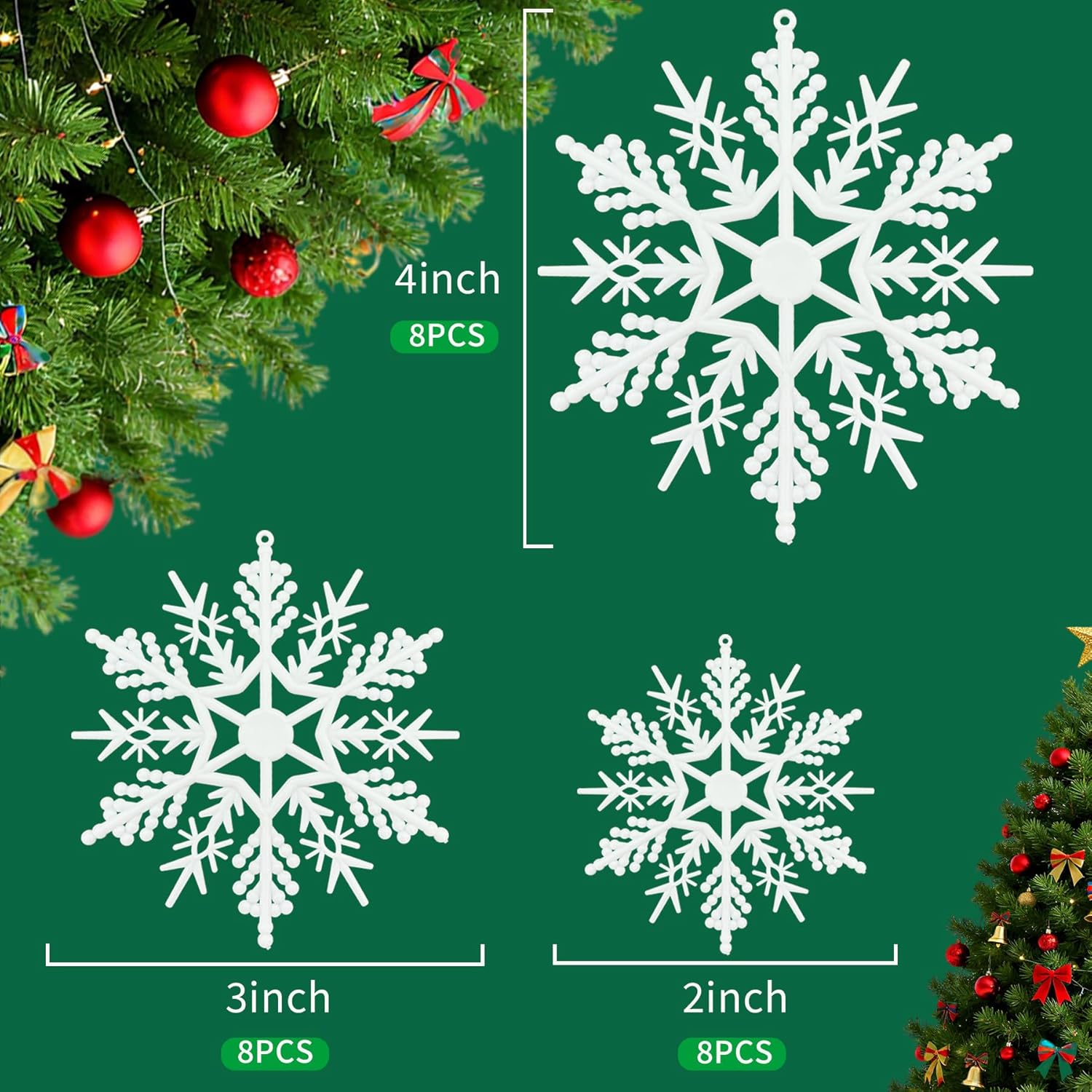 Snowflake Decorations - 24 Pcs Snowflake Ornaments for Christmas Tree | Winter Party DIY Crafts