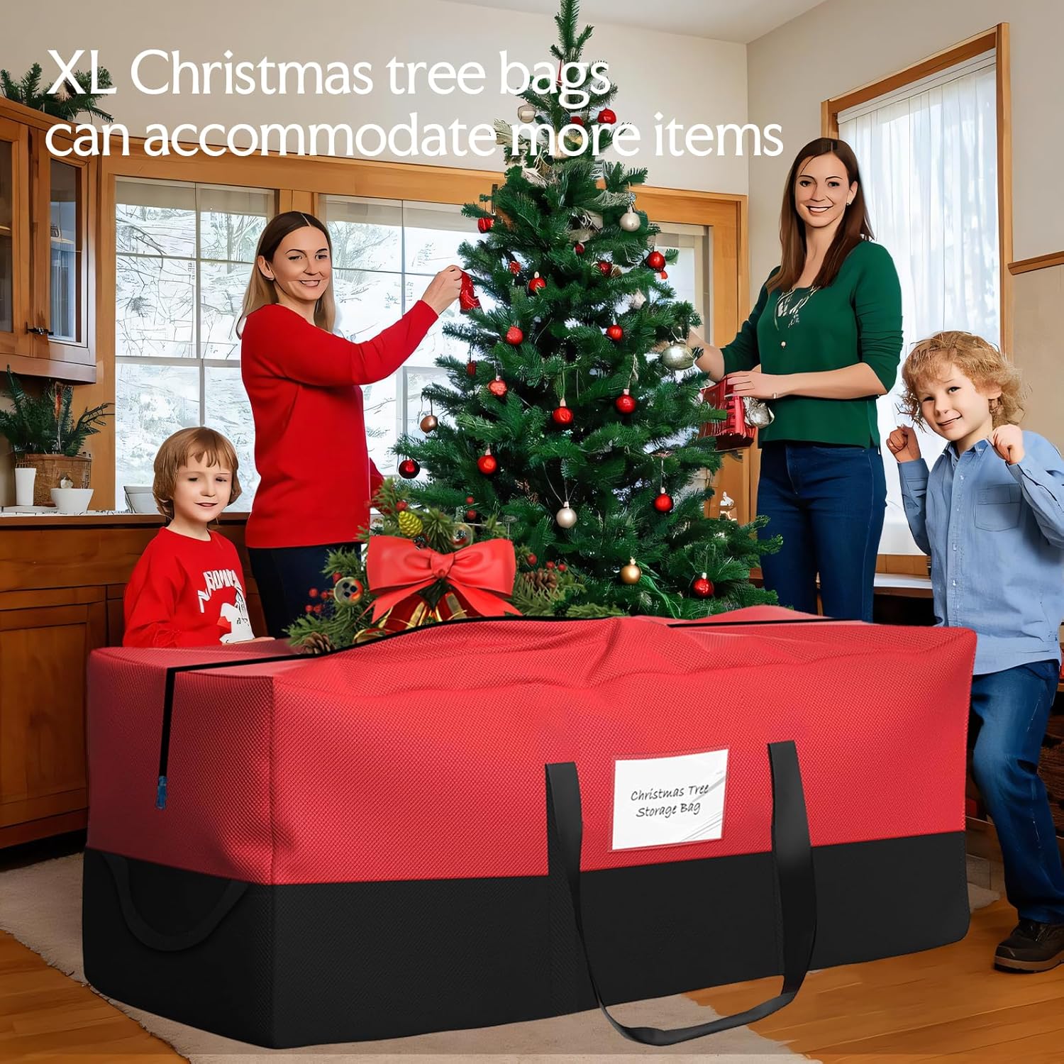 Skiennix Christmas Tree Storage Bag - Heavy Duty 600D Oxford Material for Up to 8 Ft Trees | Dampproof with Reinforced Handles & Dual Zipper