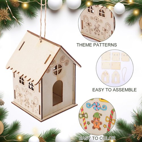 DoubleFill 36 Pcs Gingerbread House Craft Kit - DIY 3D Christmas Village for Kids | Fun Winter Art Project