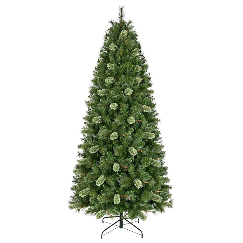 7.5 ft Slim Pine Artificial Christmas Tree - Unlit, Hinged Branches