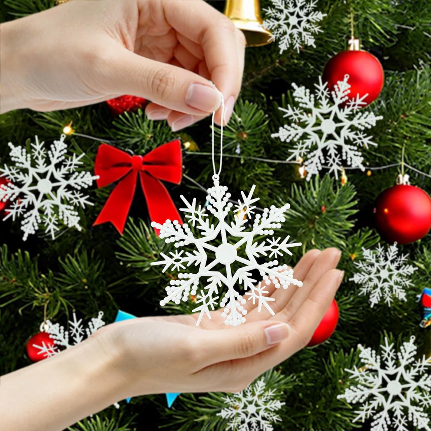 Snowflake Decorations - 24 Pcs Snowflake Ornaments for Christmas Tree | Winter Party DIY Crafts
