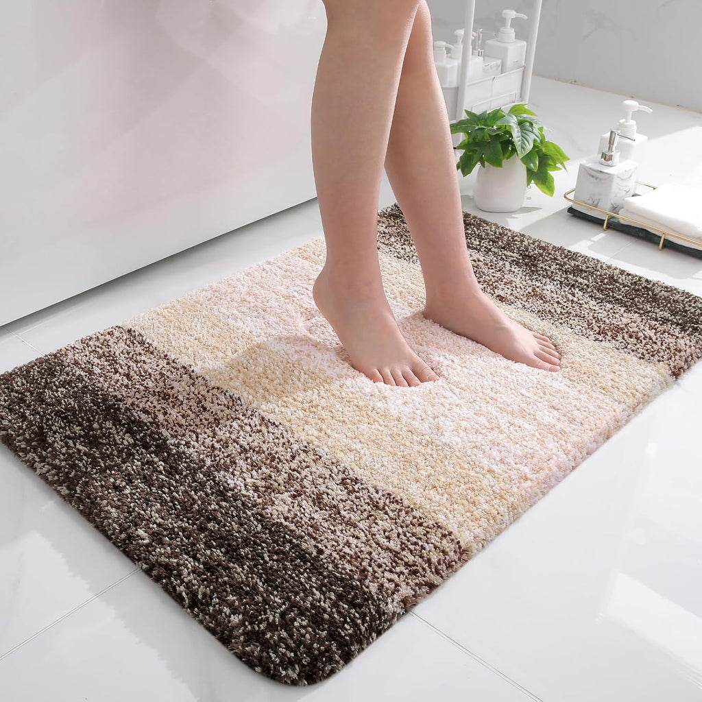 OLANLY Bathroom Rugs - Extra Soft Microfiber Mat 36x24 | Quick Dry, Machine Washable, Rubber Backing, Light Brown