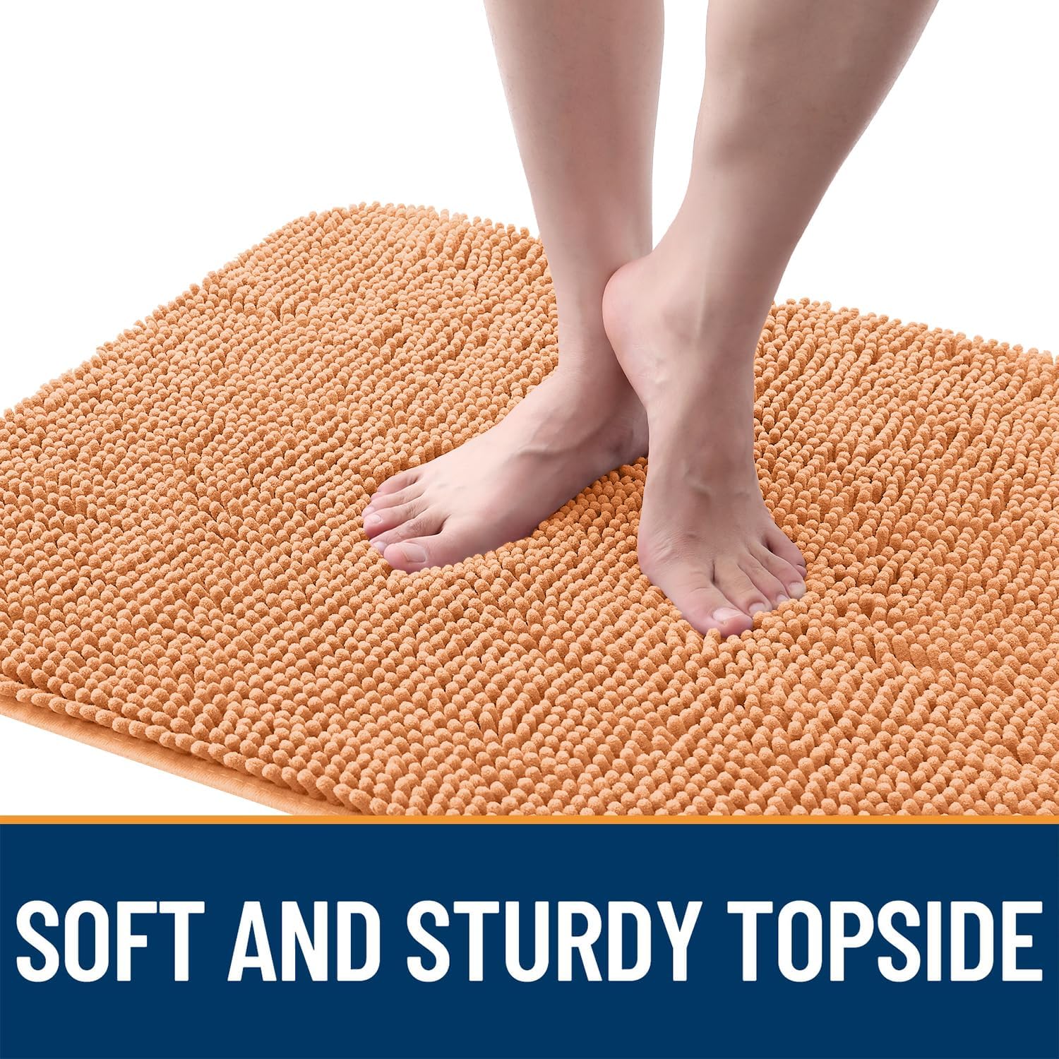 OLANLY Dog Door Mat - Absorbent Non-Slip Chenille Mat for Muddy Paws | 54x24 Inches, Quick Dry, Orange