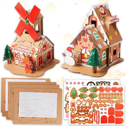 JeVenis Gingerbread House Craft Kit - DIY 3D Building Set for Christmas & New Year Decor