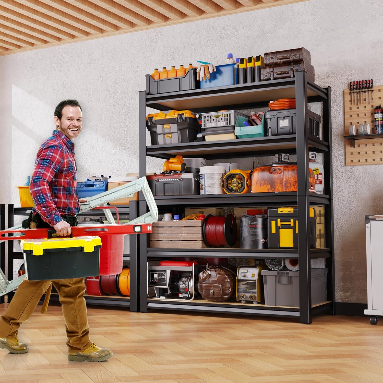 Regine Switzerland 71" Garage Shelving | Heavy-Duty 5-Tier Metal Storage Unit - 2050LBS Capacity, Adjustable Design
