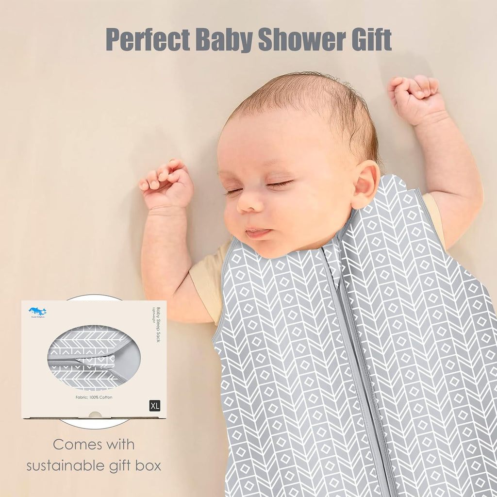 Sweet Dolphin Baby Wearable Blanket Sleep Sack - 100% Cotton, TOG 0.5, 2-Way Zipper, Newborn Essential