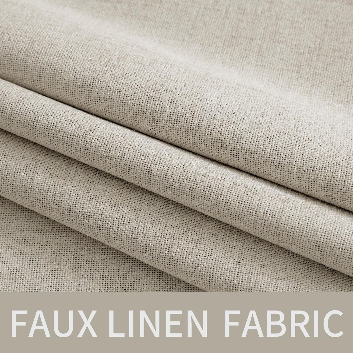 MIULEE 100% Blackout Linen Curtains - Thermal Insulated Cobblestone Grommet Drapes | 52 x 96 Inch (2 Panels)
