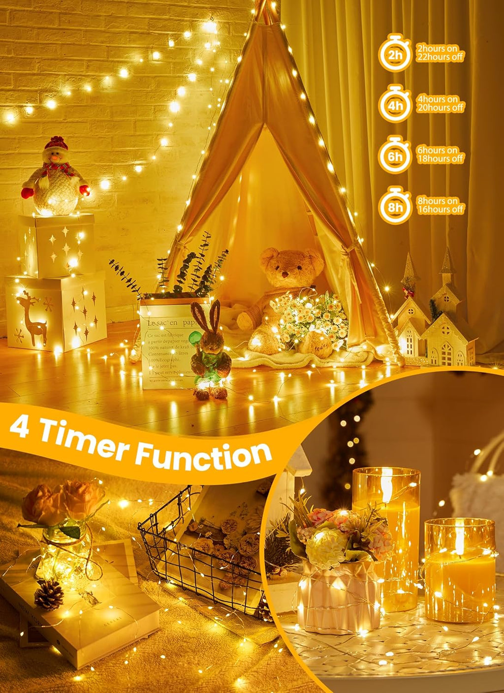 Skiennix Fairy Lights - 200 LED Waterproof String Lights with Remote & Timer | 66 Feet for Bedroom & Party Decor