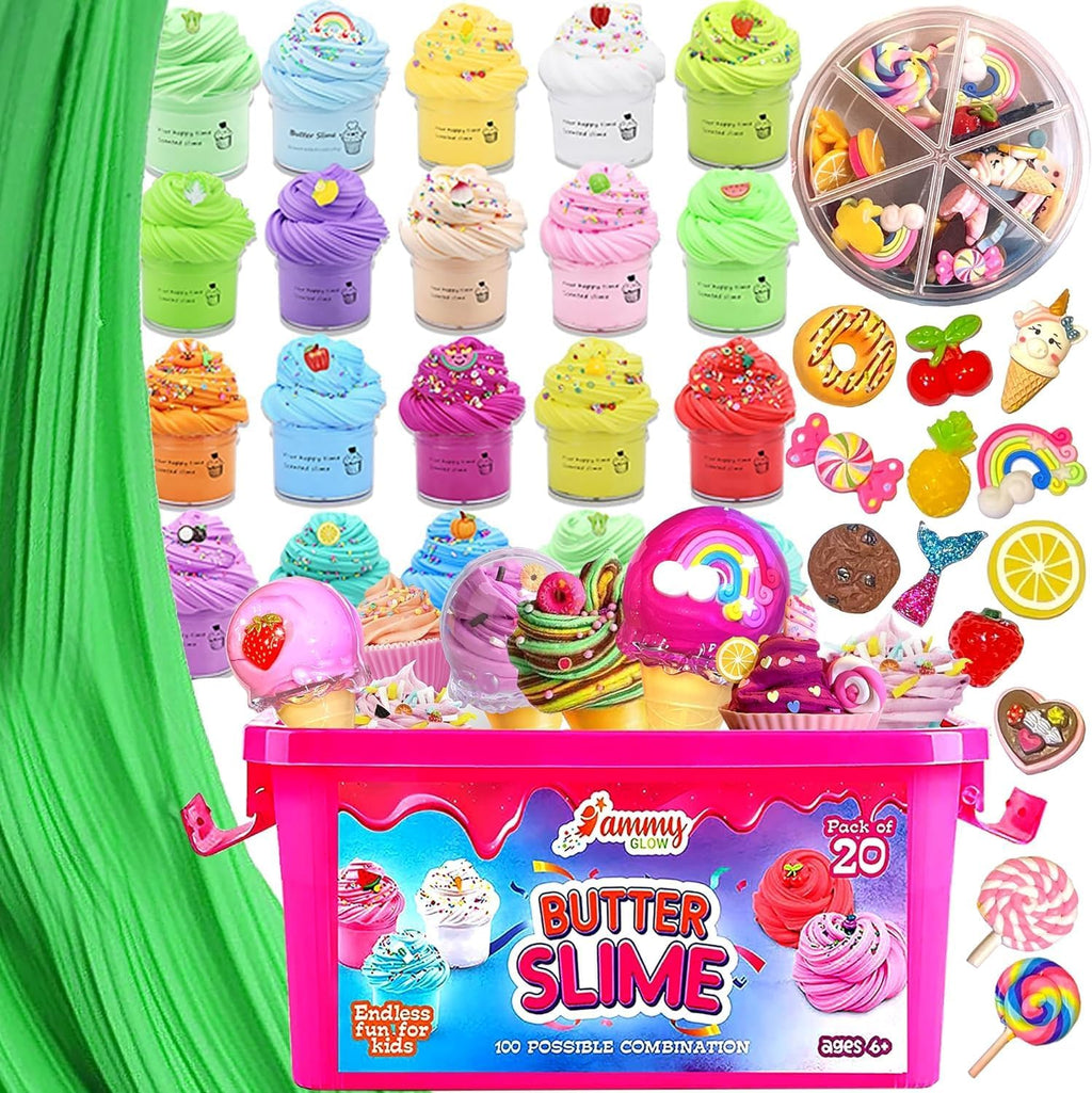 Skiennix Jumbo Butter Slime Kit - 49 Pcs of Colorful Slimes & Accessories for Ages 8-12 | Non-Toxic Sensory Fun