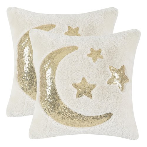 Holibeat Ramadan Throw Pillow Covers 18x18 inches Fluffy Sequin Decoration Pillowcases (Pack of 2) (3stars)