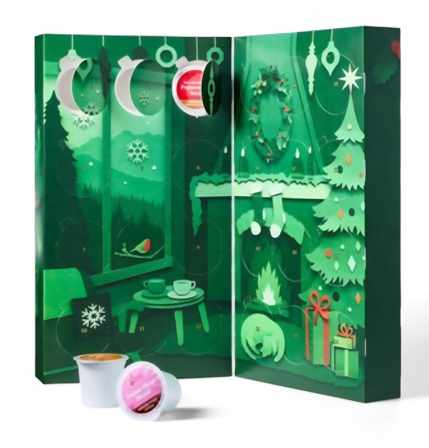 Skiennix Holiday Coffee Countdown Advent Calendar - 24ct Medium & Dark Roast Single Serve Pods