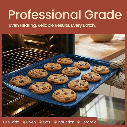 BAKKEN Nonstick Baking Pan Set | Blue Marble Coating, Commercial Grade Carbon Steel, Oven Safe (Set of 6)