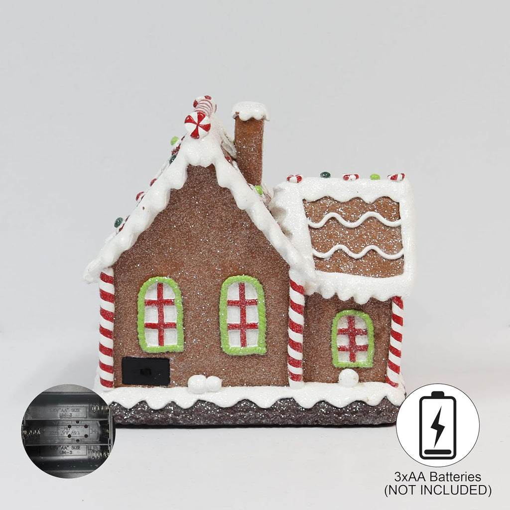 Moments In Time Gingerbread House | Light-Up Christmas Village Decoration - 7.5” Handcrafted LED Décor