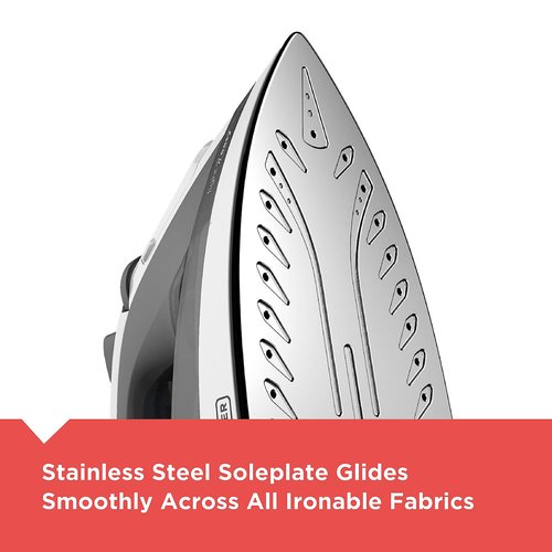 BLACK+DECKER Light ‘N Easy Compact Steam Iron, IR1020S, Stainless Steel Soleplate, Spray Mist, Anti-Drip, Auto Shutoff