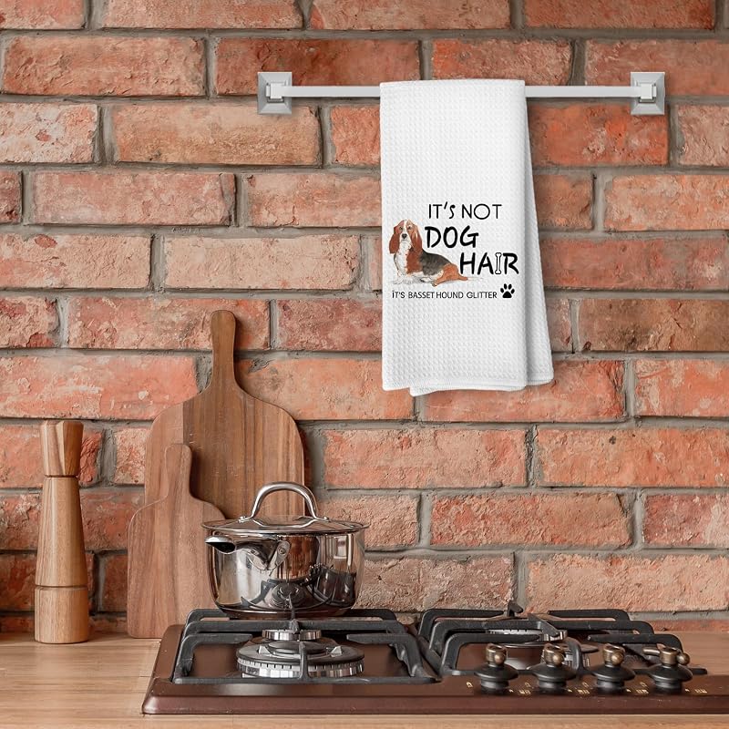 Basset Hound Funny Kitchen Towel – 16x24 Inch, Dog Lovers Gift, Decorative Dish Towel (Variation: Basset Hound)