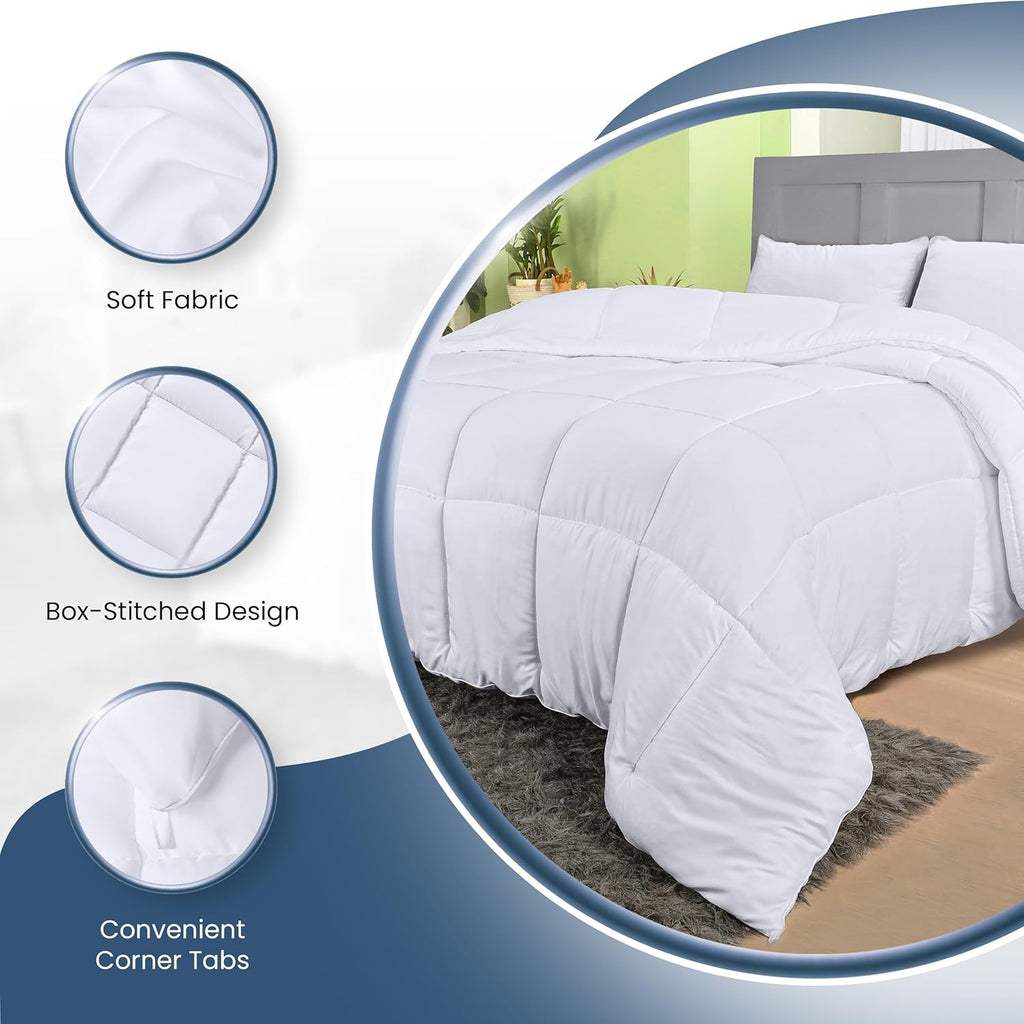Utopia Bedding Queen Size Comforter - All Season Down Alternative Duvet Insert, Machine Washable (White)