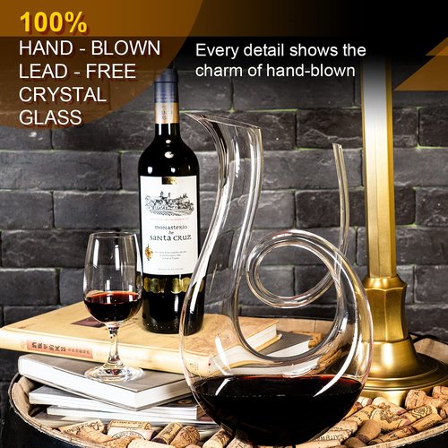 YOXSUNY Wine Decanter Upgraded Swan wine Decanters 1.7L Hand-Blown Crystal Carafe-Enhances Red Wine Flavor, Lead-Free & Elegant Design,Gift for Wine Connoisseurs.