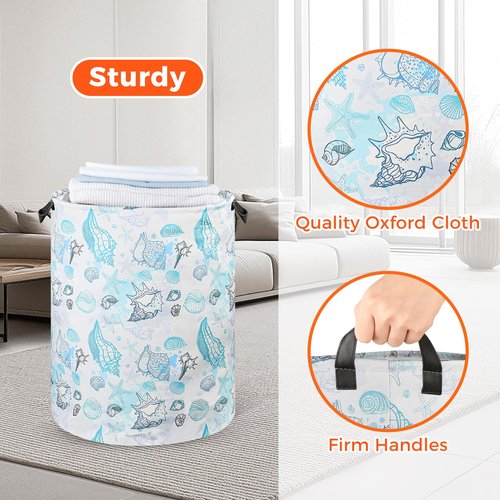 Beach Laundry Basket for Ocean Room Decor Coastal Sea Nursery Hamper Gift for Kids Boys Bin for Bathroom Bedroom Dorm, 17.71"x13.77"