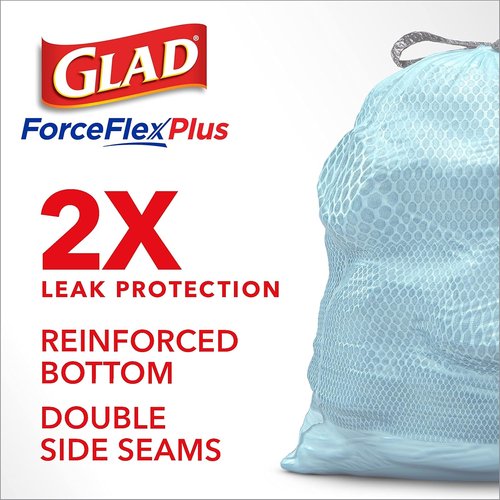 Glad Trash Bags | ForceFlexPlus Tall Kitchen Drawstring - 13 Gallon, Febreze Beachside Breeze, 80 Count