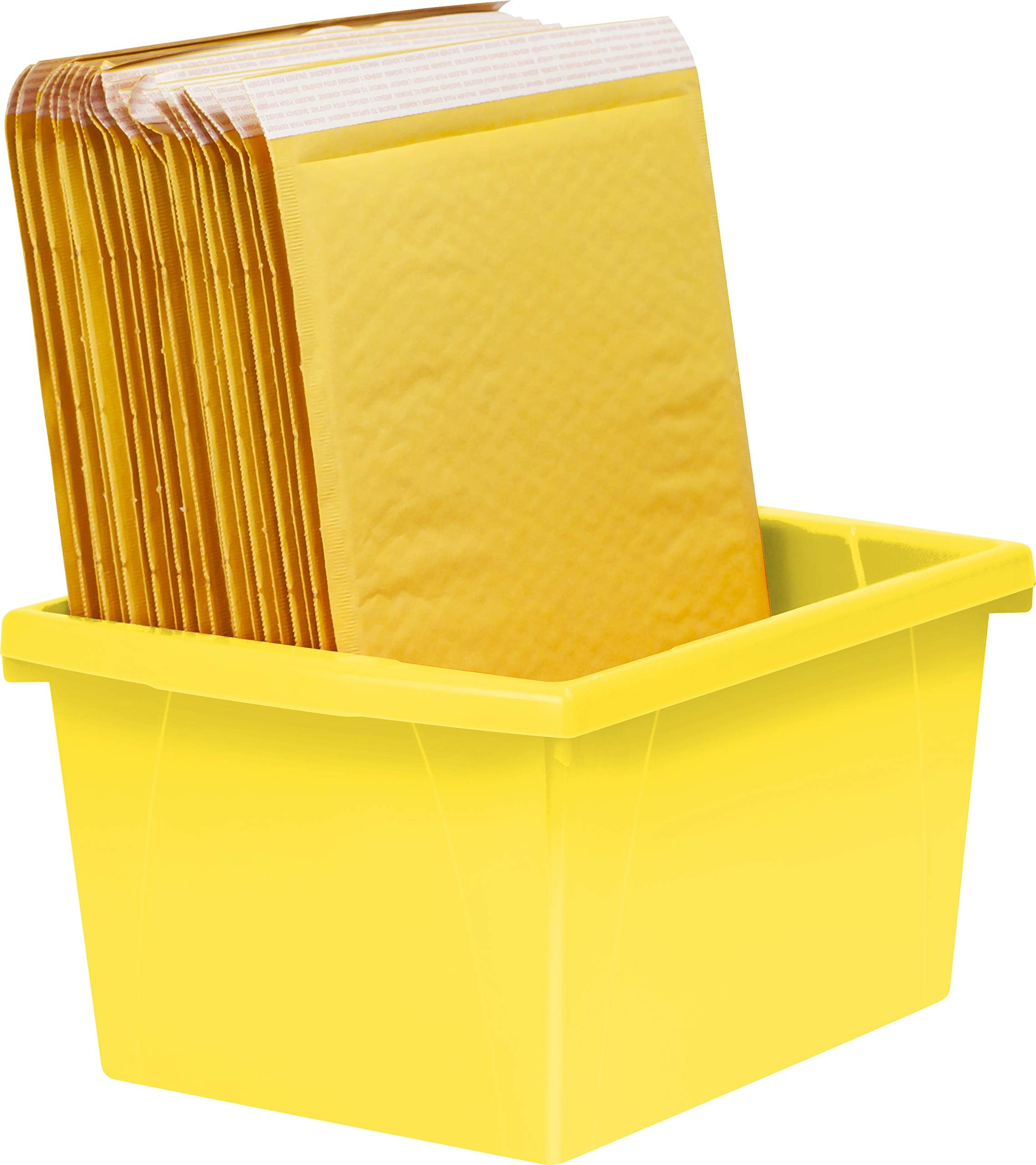 Storex 4 Gallon Storage Bin – Plastic Classroom Organizer for Books and Supplies, Yellow, 1-Pack (61453A06C)