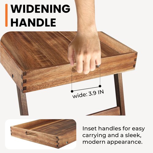 Taxenxar Extra Large Folding Bed Tray Table, 22’’ x 14’’ Acacia Wood Breakfast Tray, Food Serving Tray with Legs for Eating in Bed