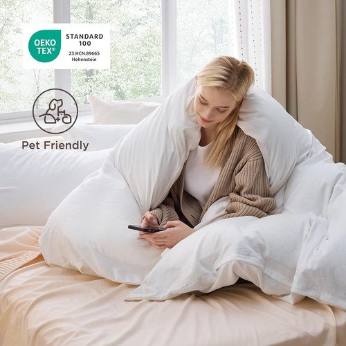 Bedsure White Queen Duvet Cover Set - 3-Piece Extra Soft Prewashed Cotton Bedding, 98x98 Inches with Zipper Closure & 2 Pillow Shams