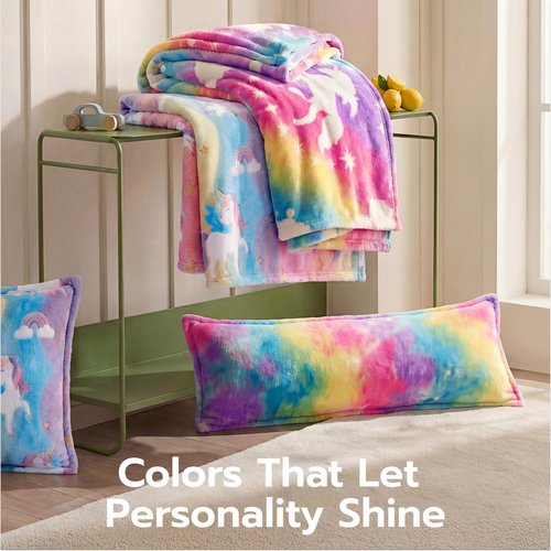 Joiedomi Glow in The Dark Blanket - Unicorns Gifts Toys for Girls Age 2 3 4 5 6 7 8 9 10 11 12 Year Old - Soft Cozy Flannel Kids Throw Blanket, Birthday Bedroom Decor 50"×60"