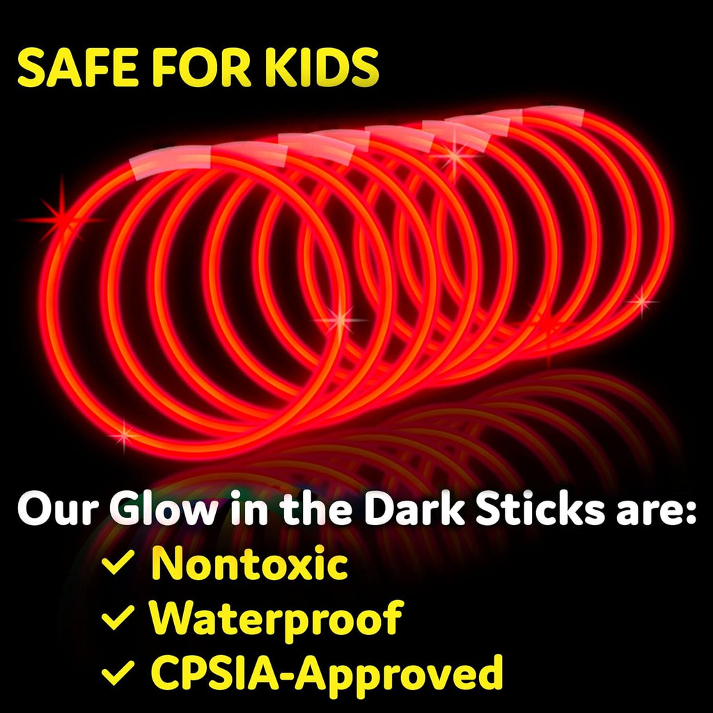 PartySticks Red Glow Sticks - 100 Pack | 8-Inch Light-Up Party Favors & Decorations