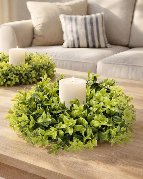 DDHS Boxwood Wreaths - 11" Mini Green Leaves for Front Doors | Spring Summer Indoor/Outdoor Decor