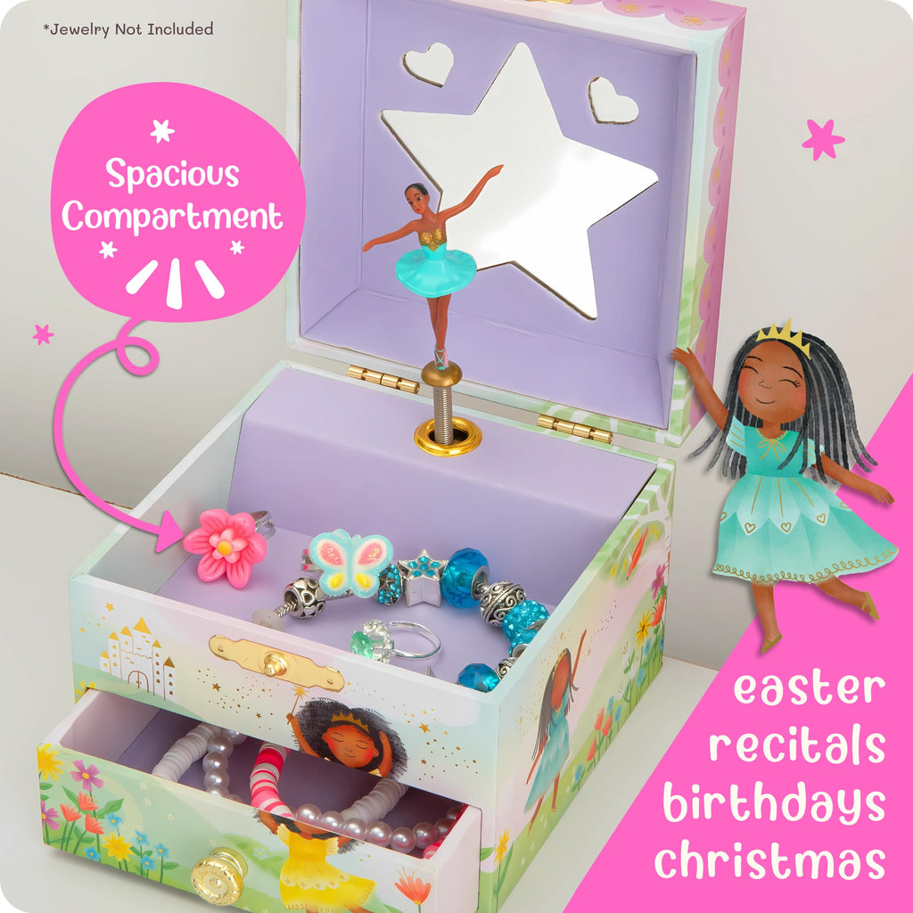 Giggle & Honey® Musical Ballerina Kids Jewelry Box - Girls Jewelry Box with Mirror, Ballerina Toys for Girls Age 4-6