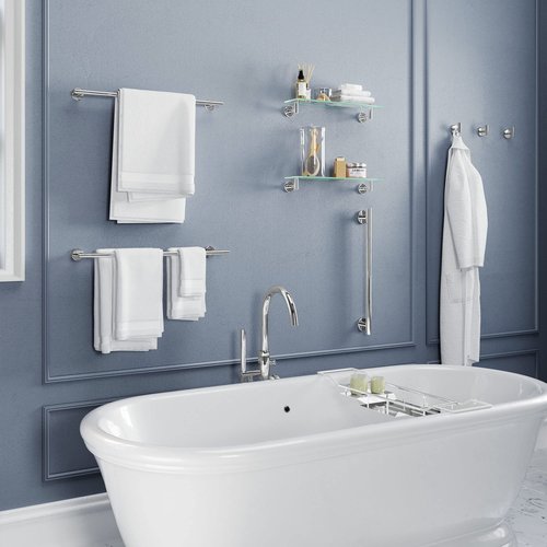 Gatco 4240 Latitude II 24-Inch Towel Bar, Wall Mounted Bathroom Towel Holder, Chrome