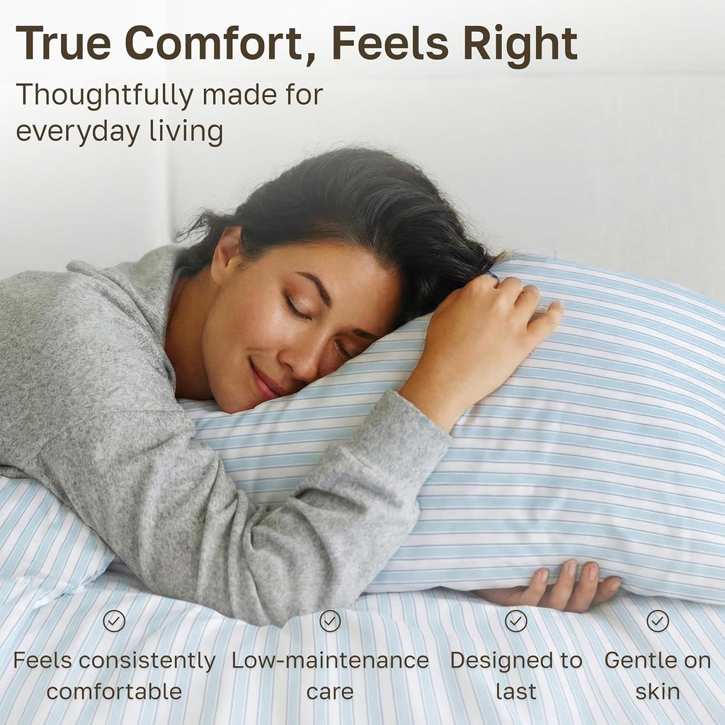 California Design Den 100% Cotton Cal King Sheets Set - 400 TC, Award-Winning Smooth Sateen, Deep Pockets, Cape Stripe Blue