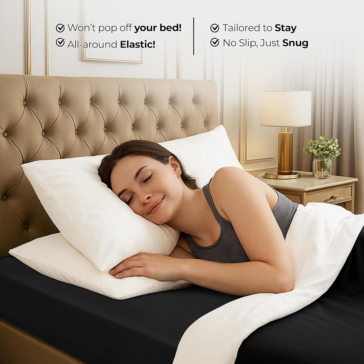 Utopia Bedding Twin Fitted Sheet - Deep Pocket Soft Microfiber - Fade Resistant & Easy Care | Black